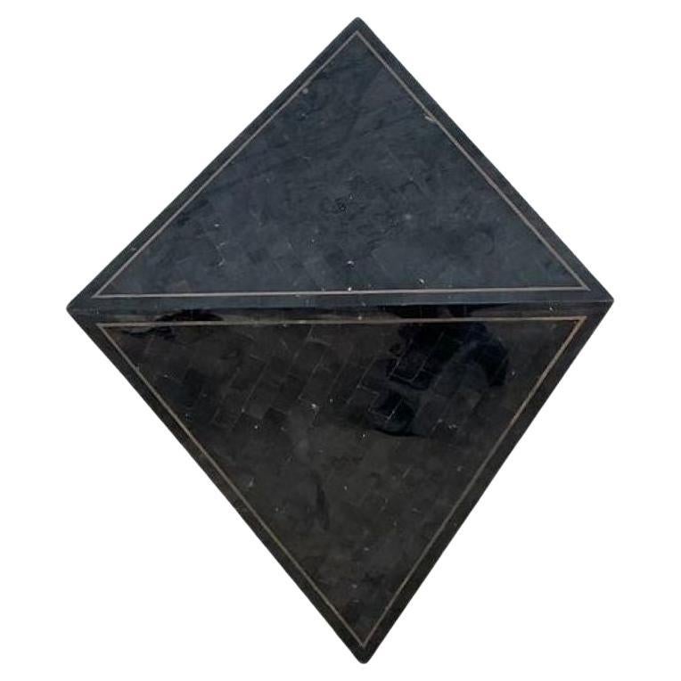 Vintage Boho Maitland Smith Tessellated Horn Triangle Table For Sale