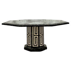 Vintage Boho Maitland Smith Tessellated Mother of Pearl Octagon Dining Table