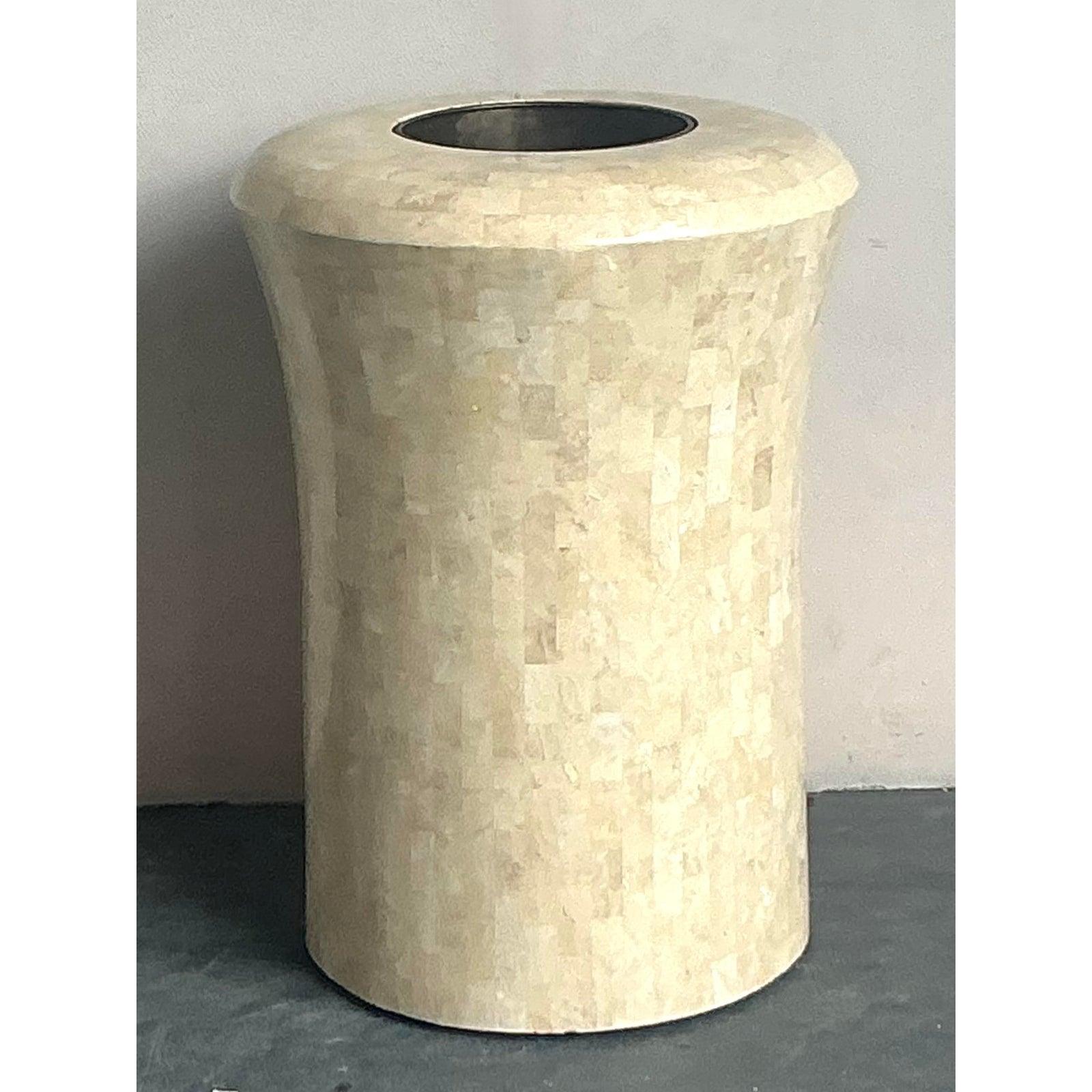 Philippine Vintage Boho Maitland Smith Tessellated Stone Planter For Sale