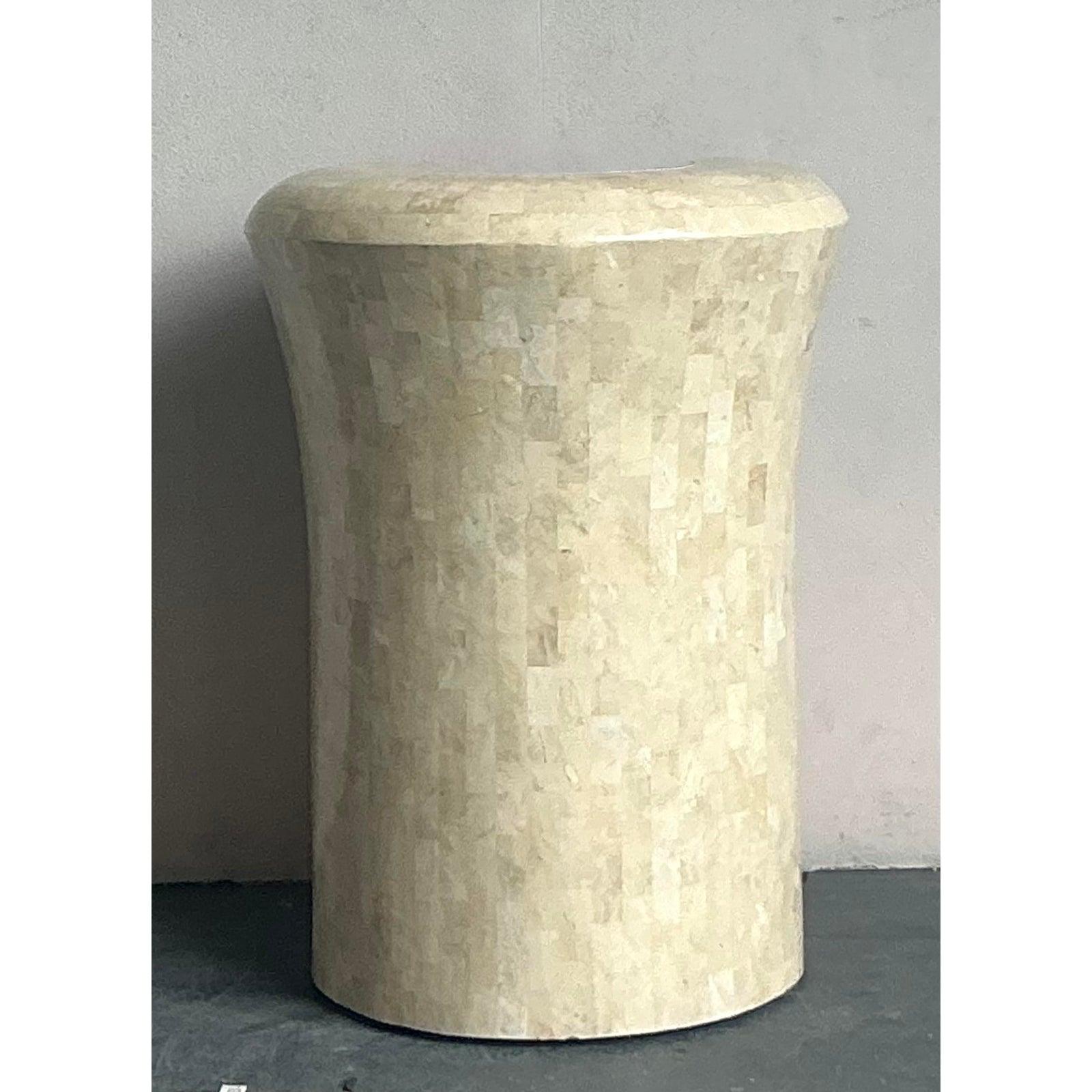 20th Century Vintage Boho Maitland Smith Tessellated Stone Planter For Sale