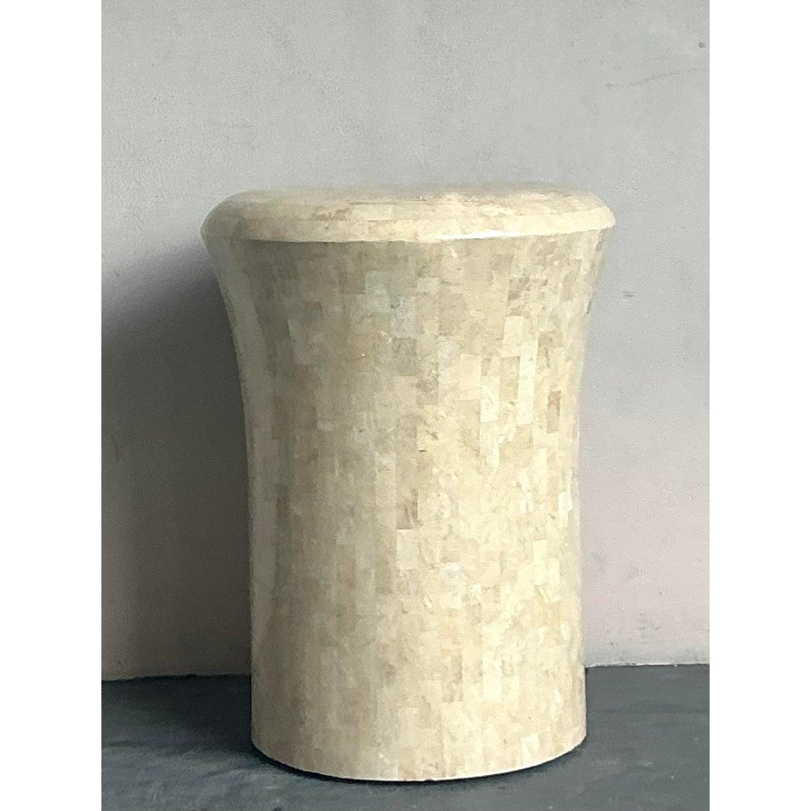 Vintage Boho Maitland Smith Tessellated Stone Planter For Sale 1