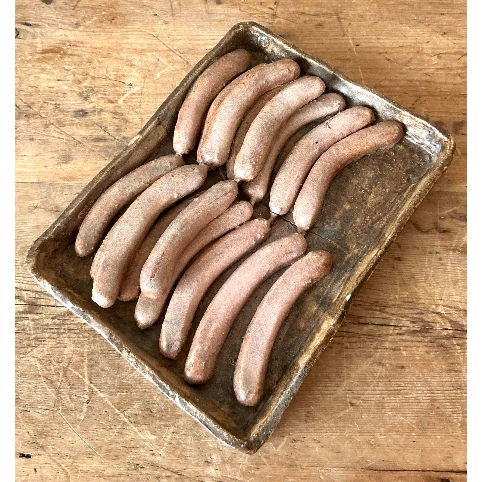 Vintage Boho Majolica Ceramic Tray of Sausages For Sale 2