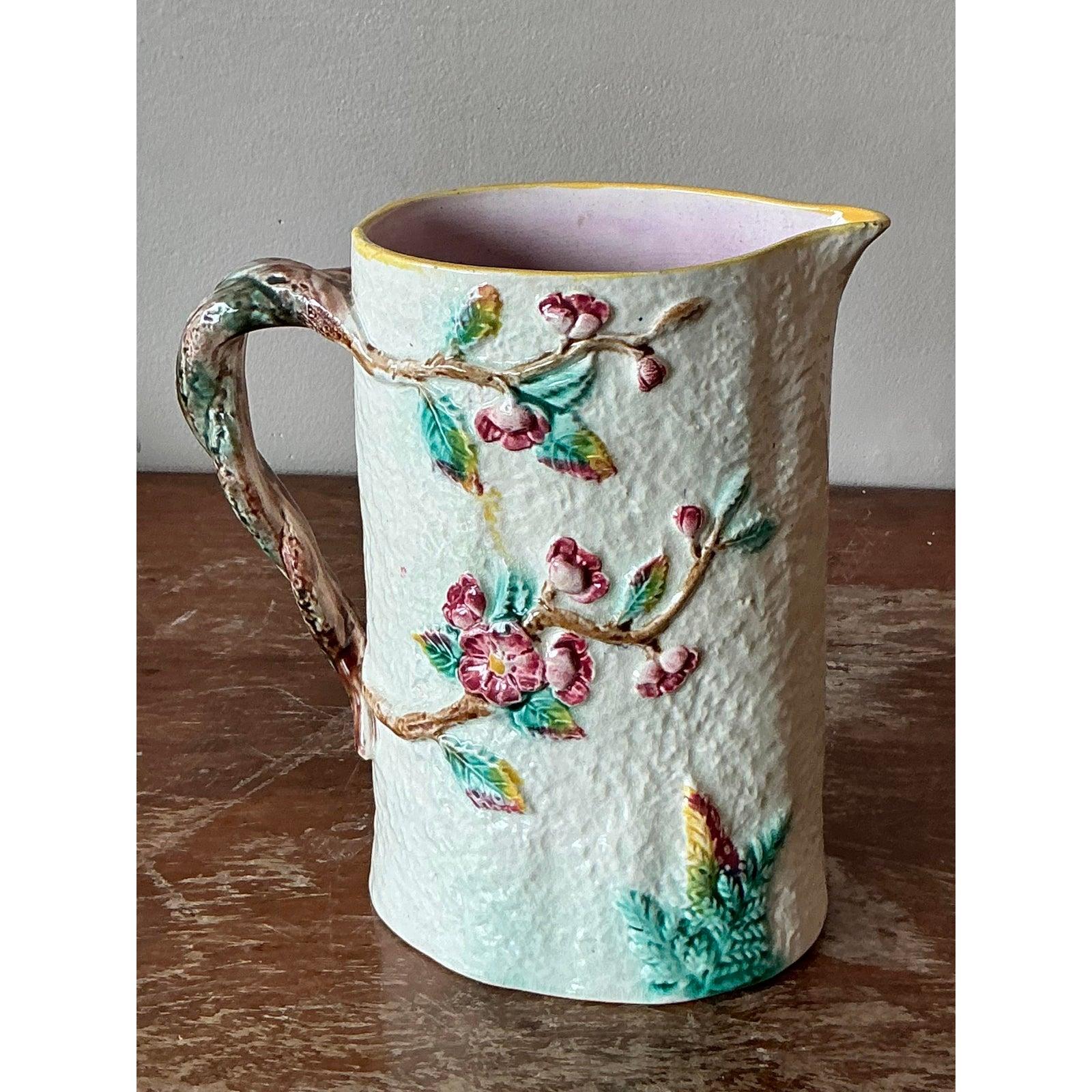 Vittoriano Vaso brocca di maiolica boho d'epoca in vendita