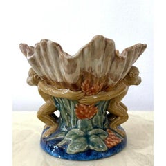 Vintage Boho Majolica Monkey Shell Bowl
