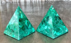 Vintage Boho Malachite Pyramids- a Pair