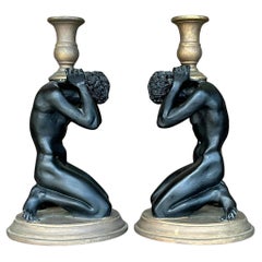 Vintage Boho männliche Figur Kerzenständer - ein Paar