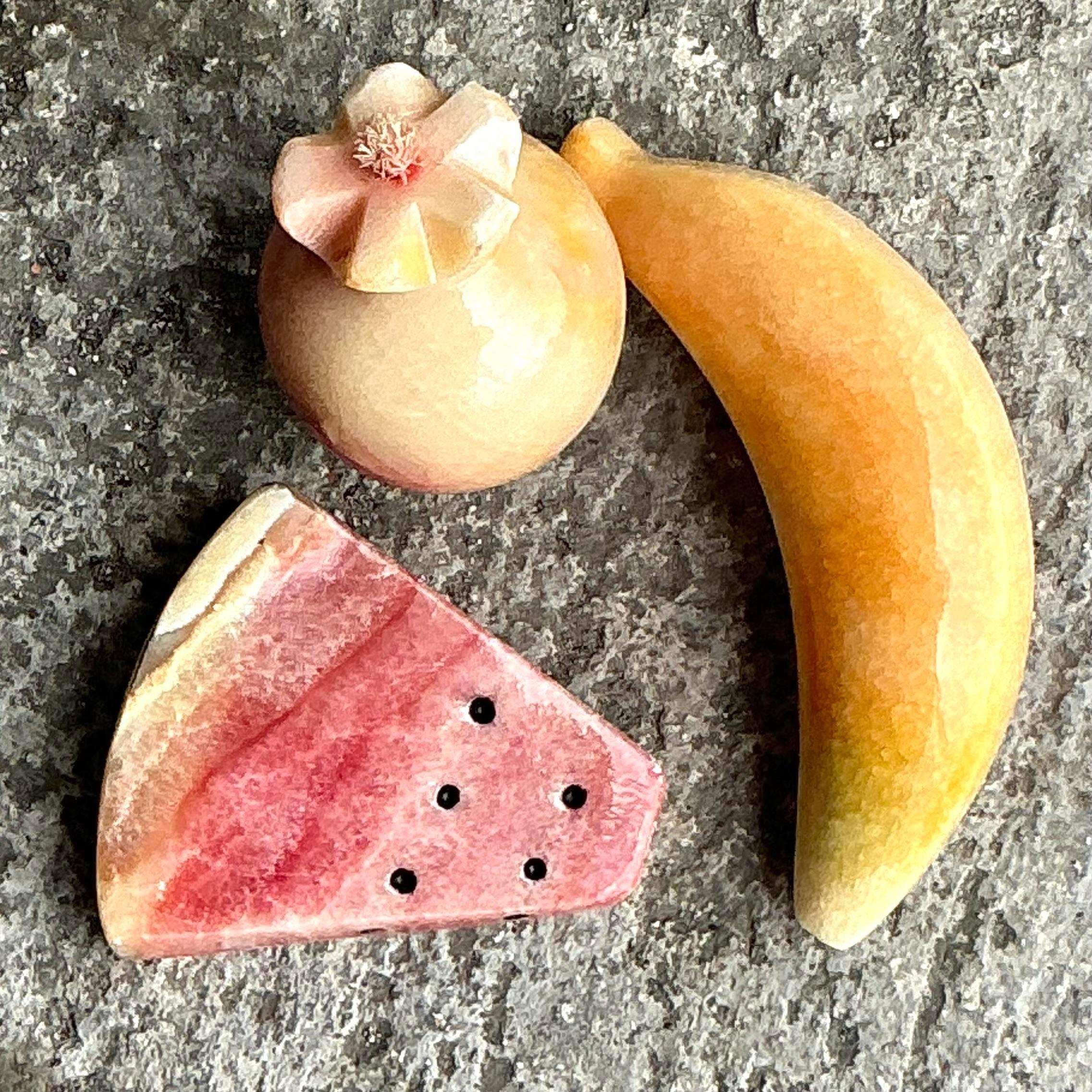 Italian Vintage Boho Marble Fruit - Set of 3