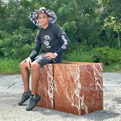 Vintage Boho Marble Pedestals - a Pair