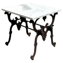 Vintage Boho Marble Top Wrought Iron Pastry Table