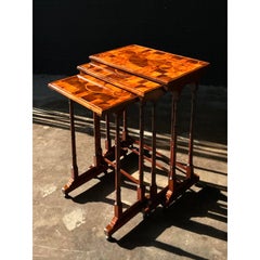 Mesas nido vintage de marquetería boho - Juego de 3