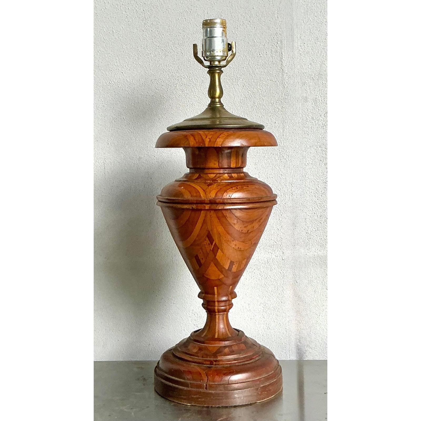 Americano Lampada vintage in legno intarsiato in stile boemo in vendita