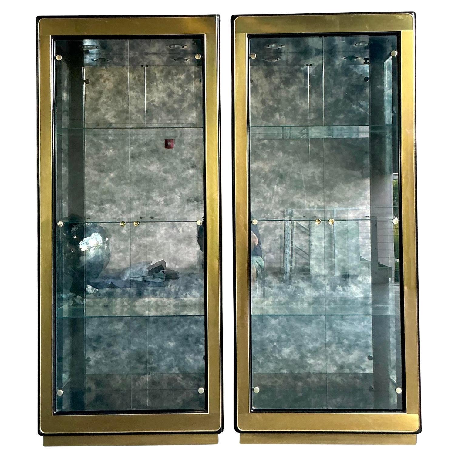 Etagere in ottone vintage di Mastercraft - Una coppia