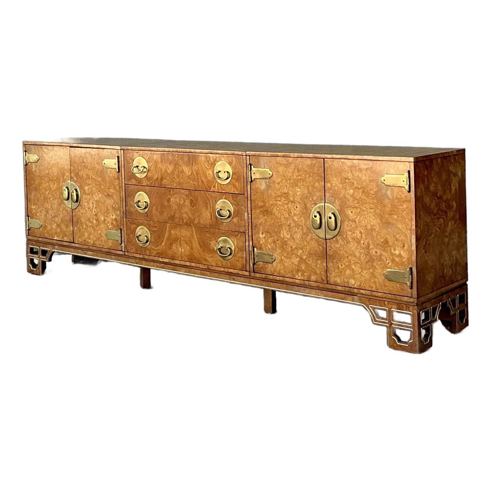 Credenza Ming Ming in legno di radica di Boho Mastercraft vintage