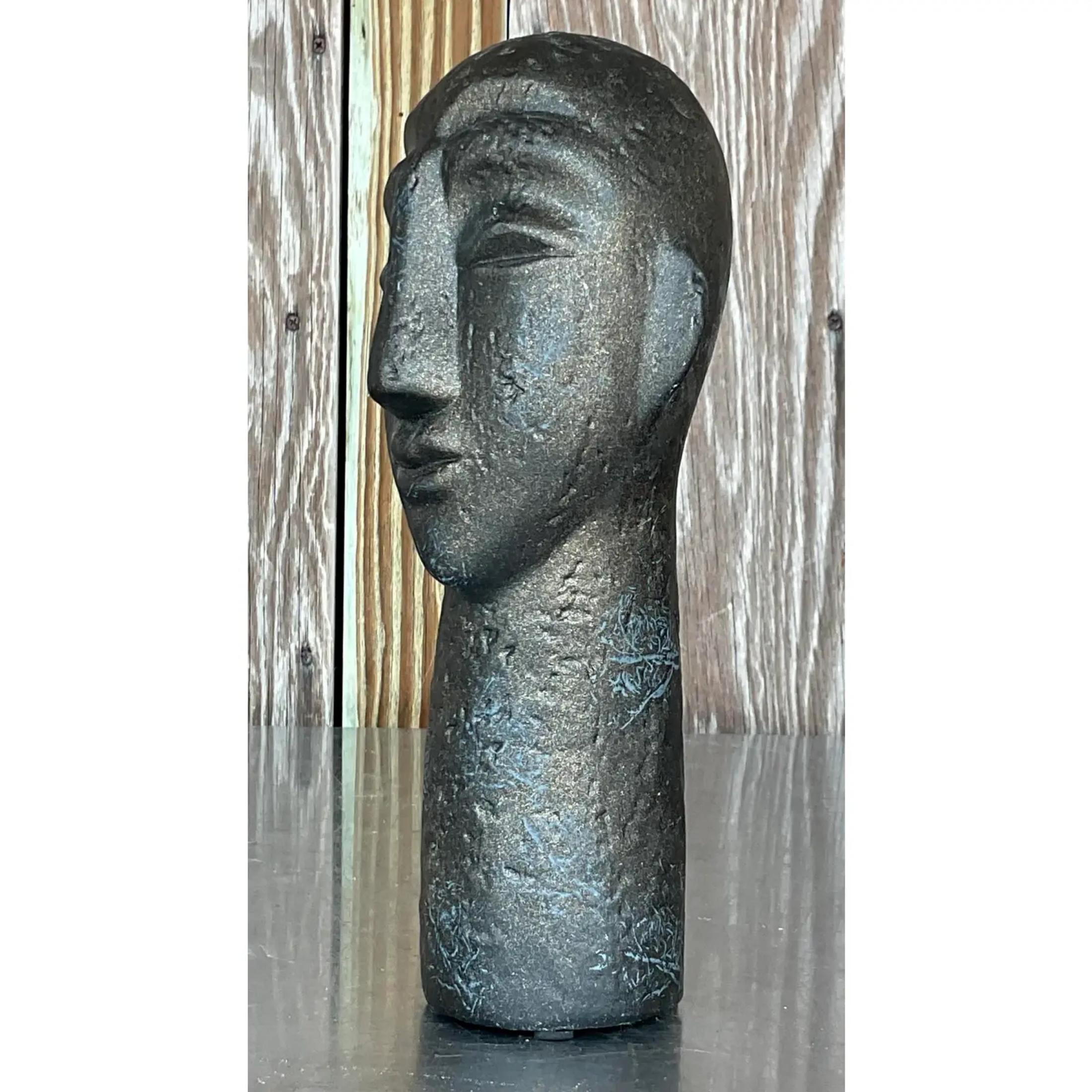 Americano Busto astratto vintage in ceramica opaca Boho in vendita