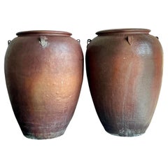 Urne in ceramica vintage con smalto opaco Boho - Una coppia