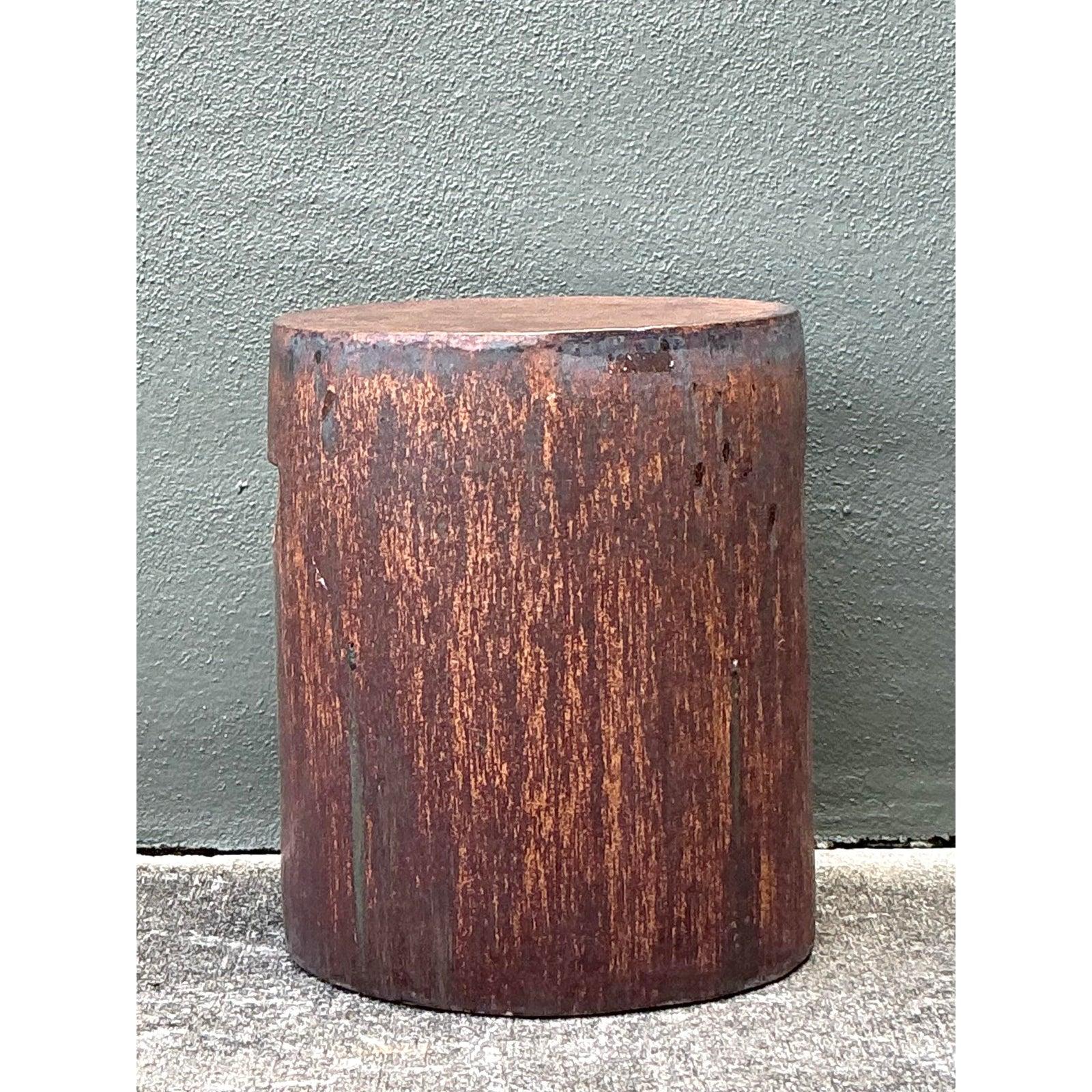 Céramique Vintage Boho Matte Glaze Low Stool en vente
