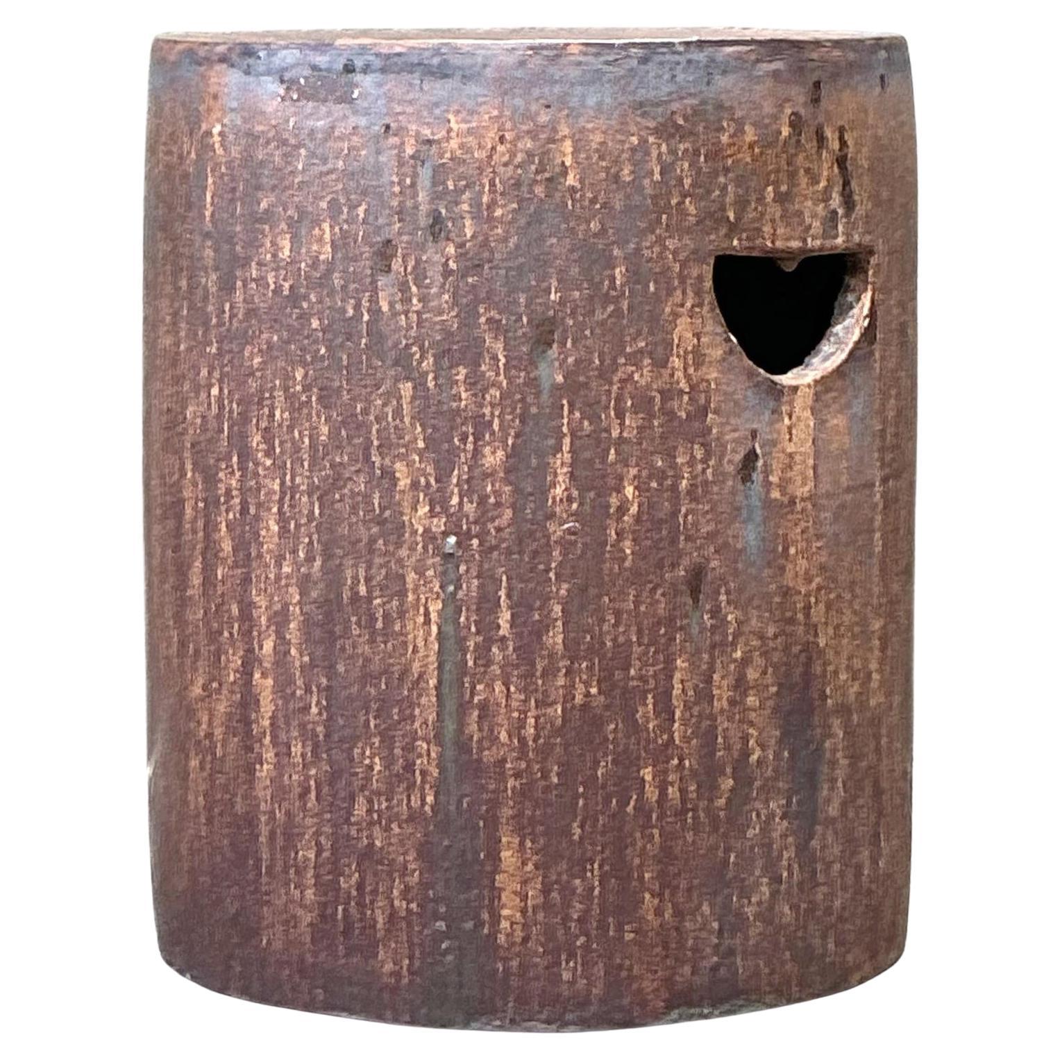 Vintage Boho Matte Glaze Low Stool en vente