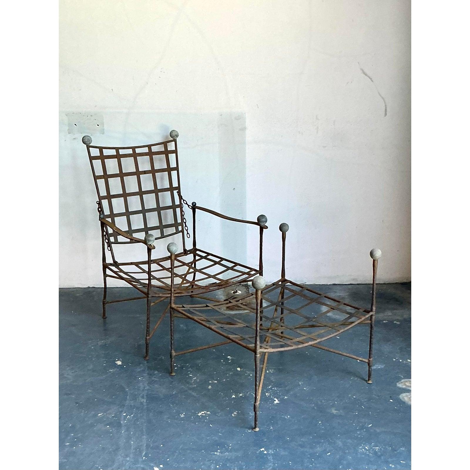Silla de salón y otomana vintage boho Maurizio Tempestini para Salterini en venta 3