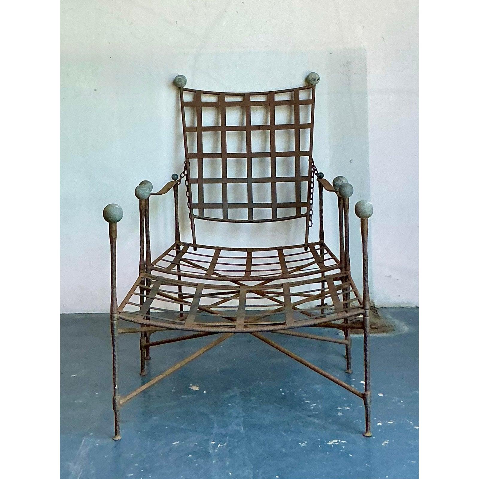 Silla de salón y otomana vintage boho Maurizio Tempestini para Salterini Industrial en venta