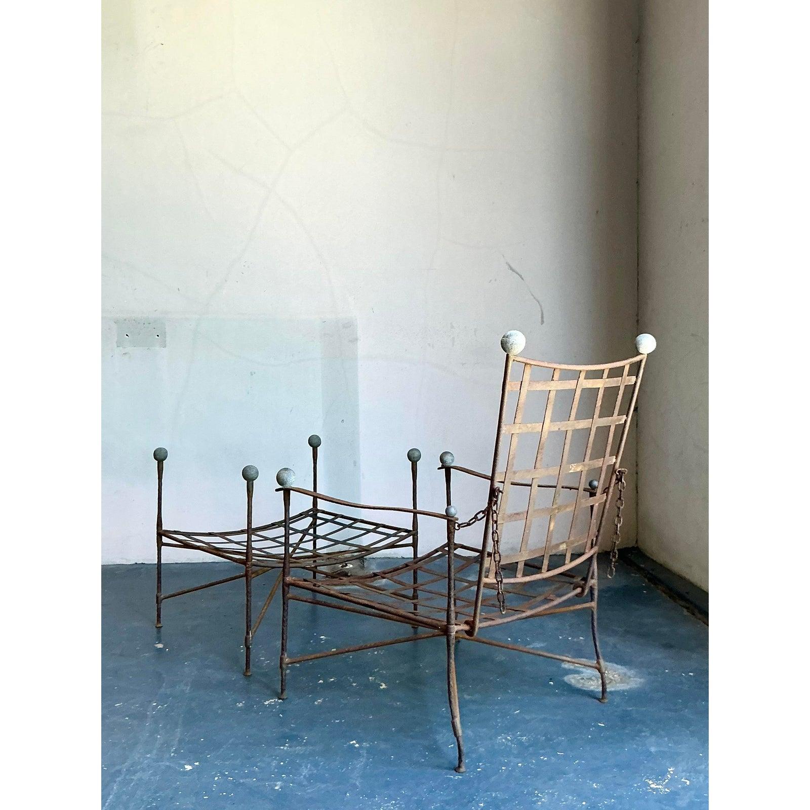 Silla de salón y otomana vintage boho Maurizio Tempestini para Salterini Estadounidense en venta