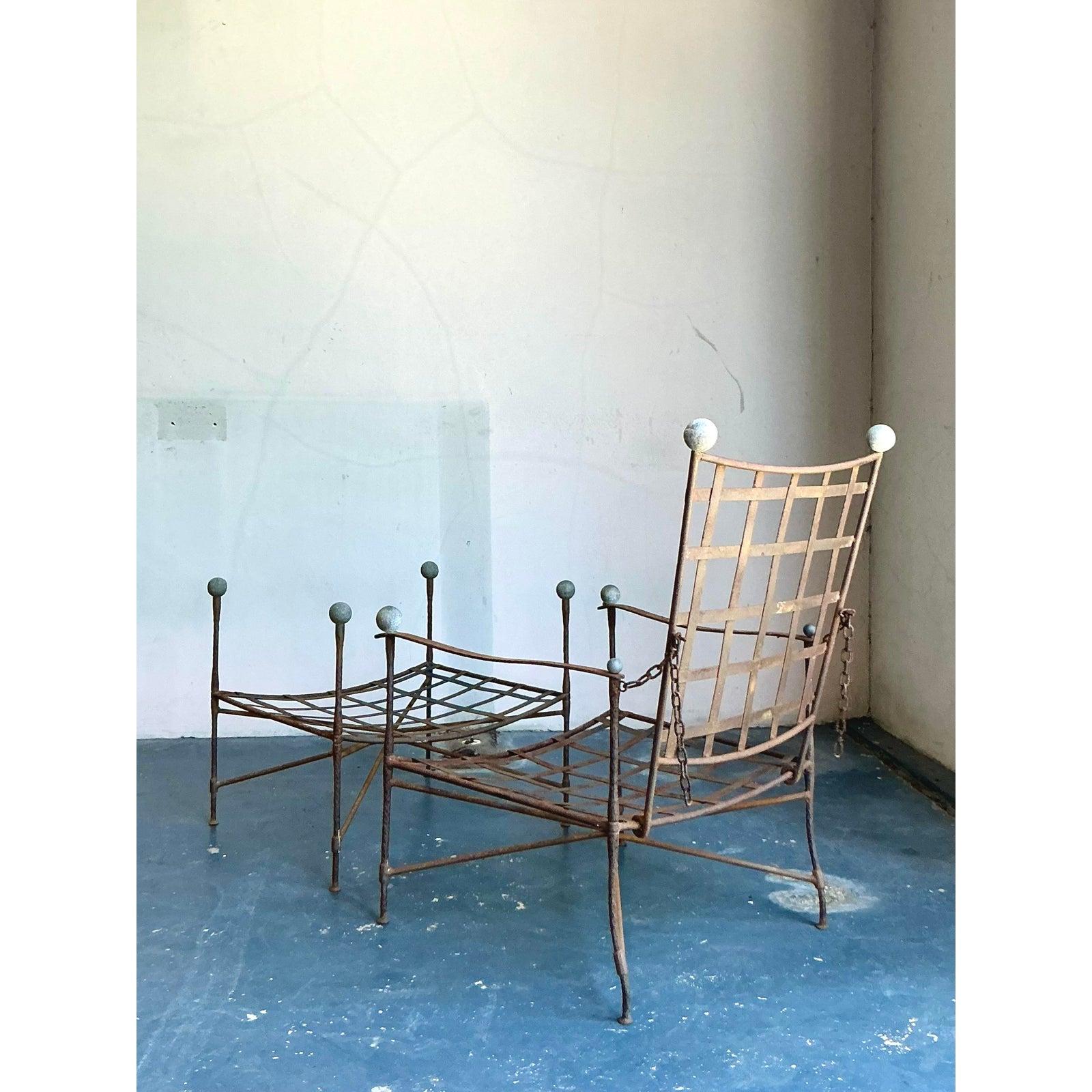Silla de salón y otomana vintage boho Maurizio Tempestini para Salterini en Bueno estado para la venta en West Palm Beach, FL