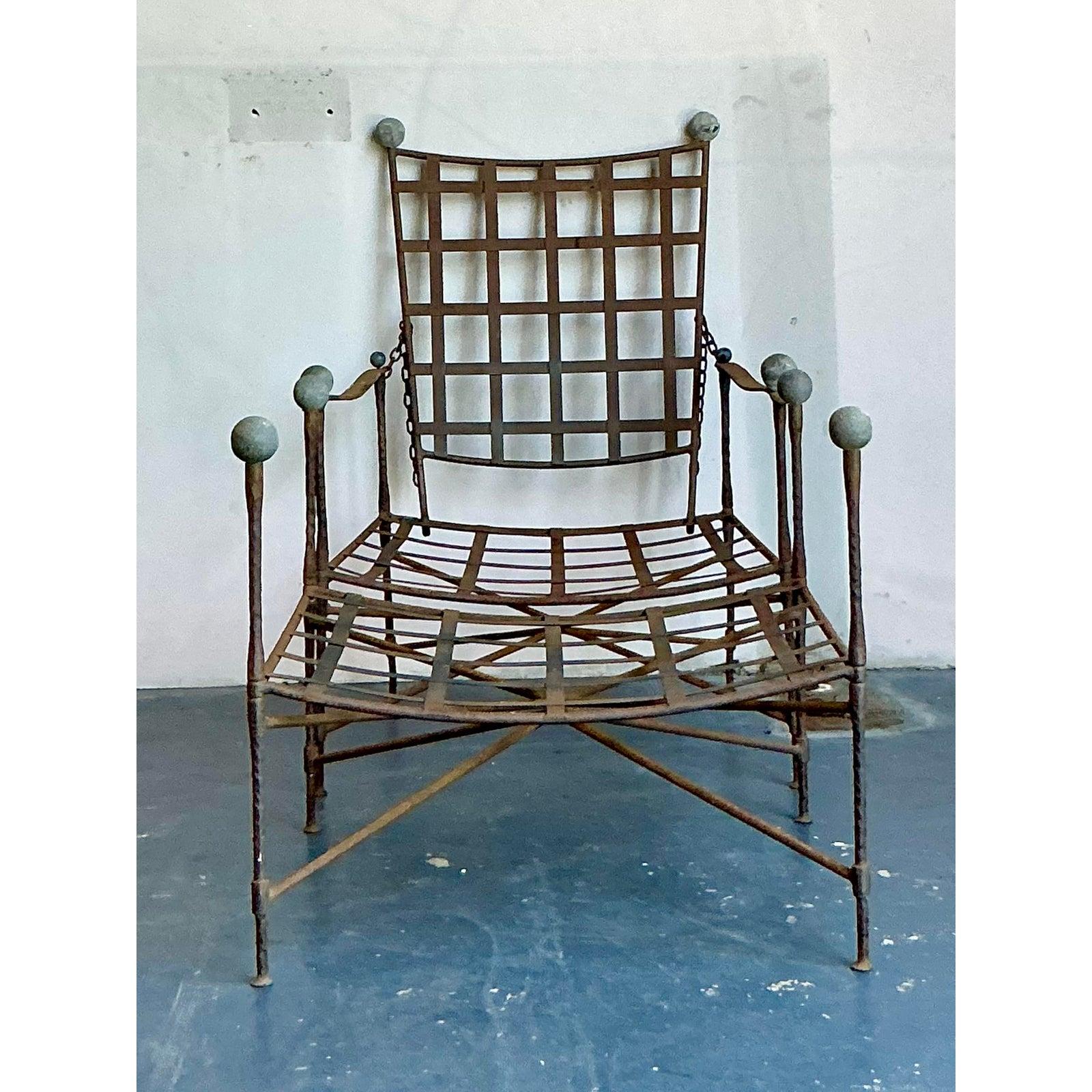 Silla de salón y otomana vintage boho Maurizio Tempestini para Salterini siglo XX en venta