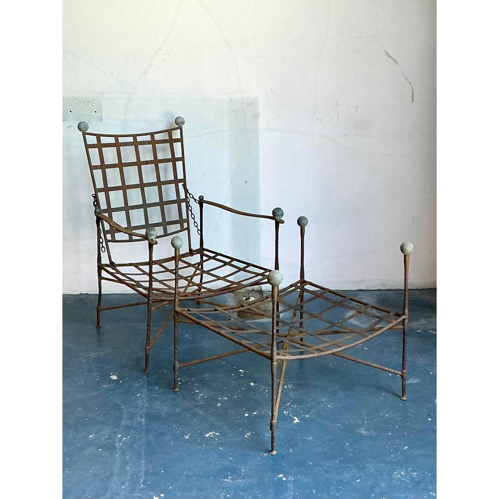 Silla de salón y otomana vintage boho Maurizio Tempestini para Salterini en venta 2