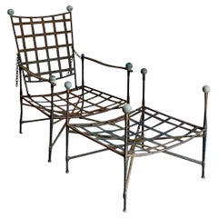 Silla de salón y otomana vintage boho Maurizio Tempestini para Salterini