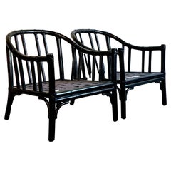 Vintage Boho McGuire Bent Rattan Lounge Stühle - ein Paar