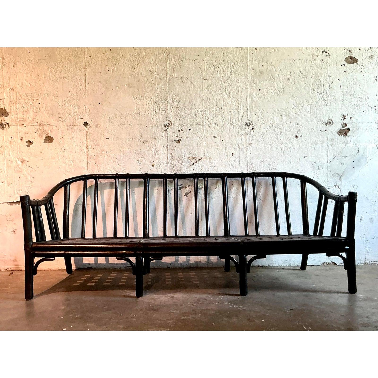 Vintage Boho McGuire Bent Rattan Sofa im Angebot 3