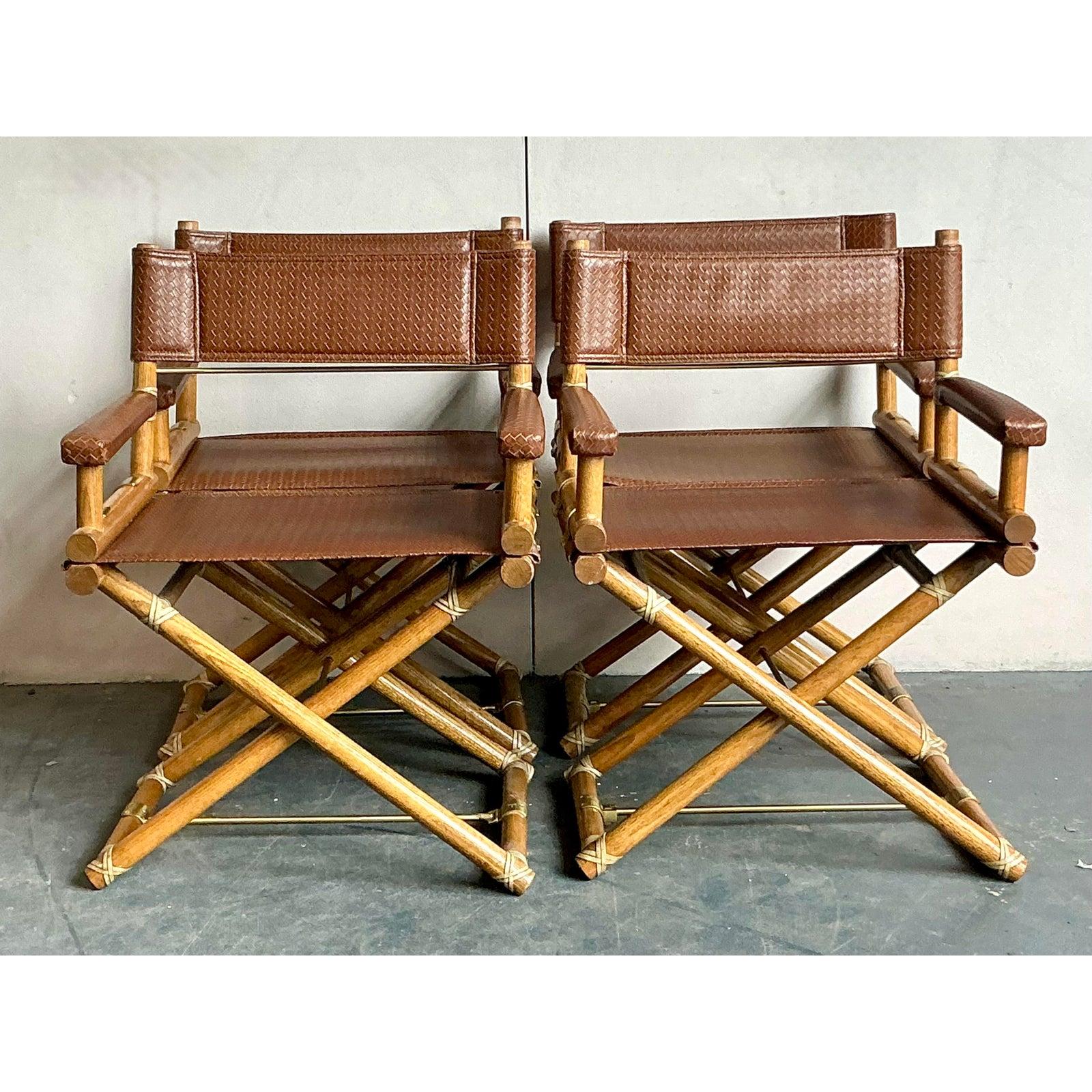 Juego de 5 Mesas de Juego Vintage Boho McGuire Cuero en venta