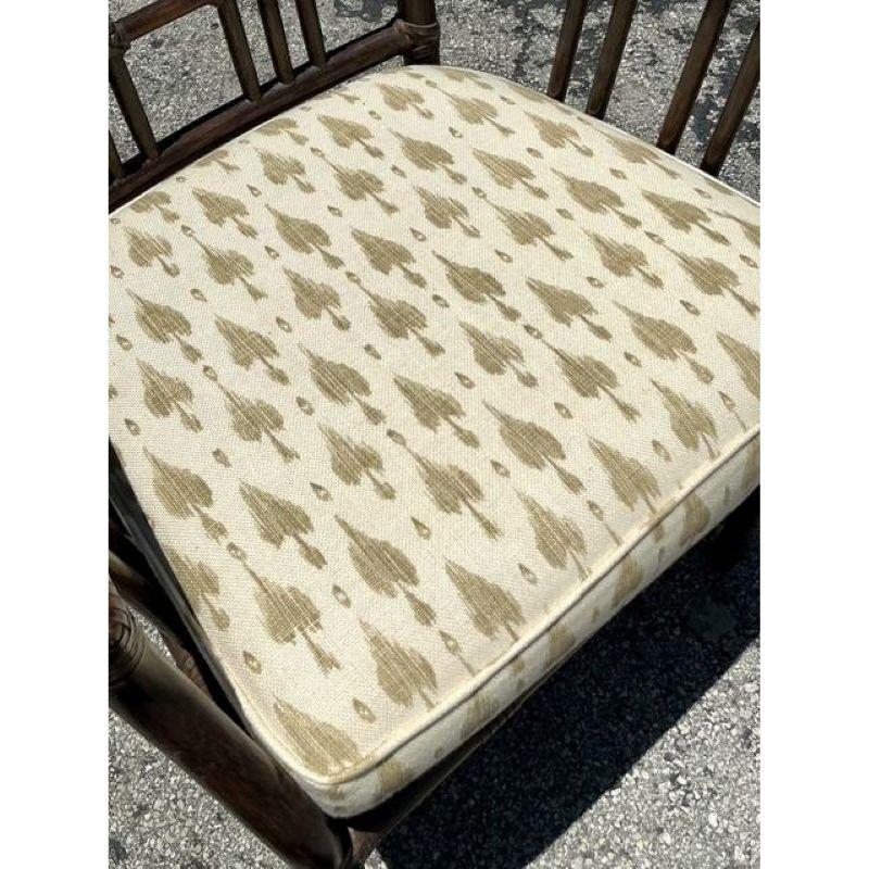 Hide Vintage Boho McGuire Grid Rattan Dining Chairs - A Pair For Sale