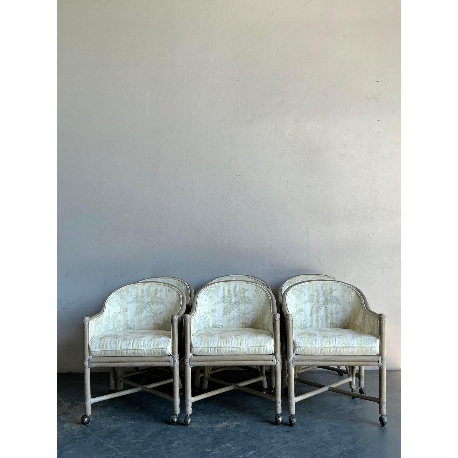 Sedie da pranzo Boho McGuire in rattan - Set di 6 in vendita 1