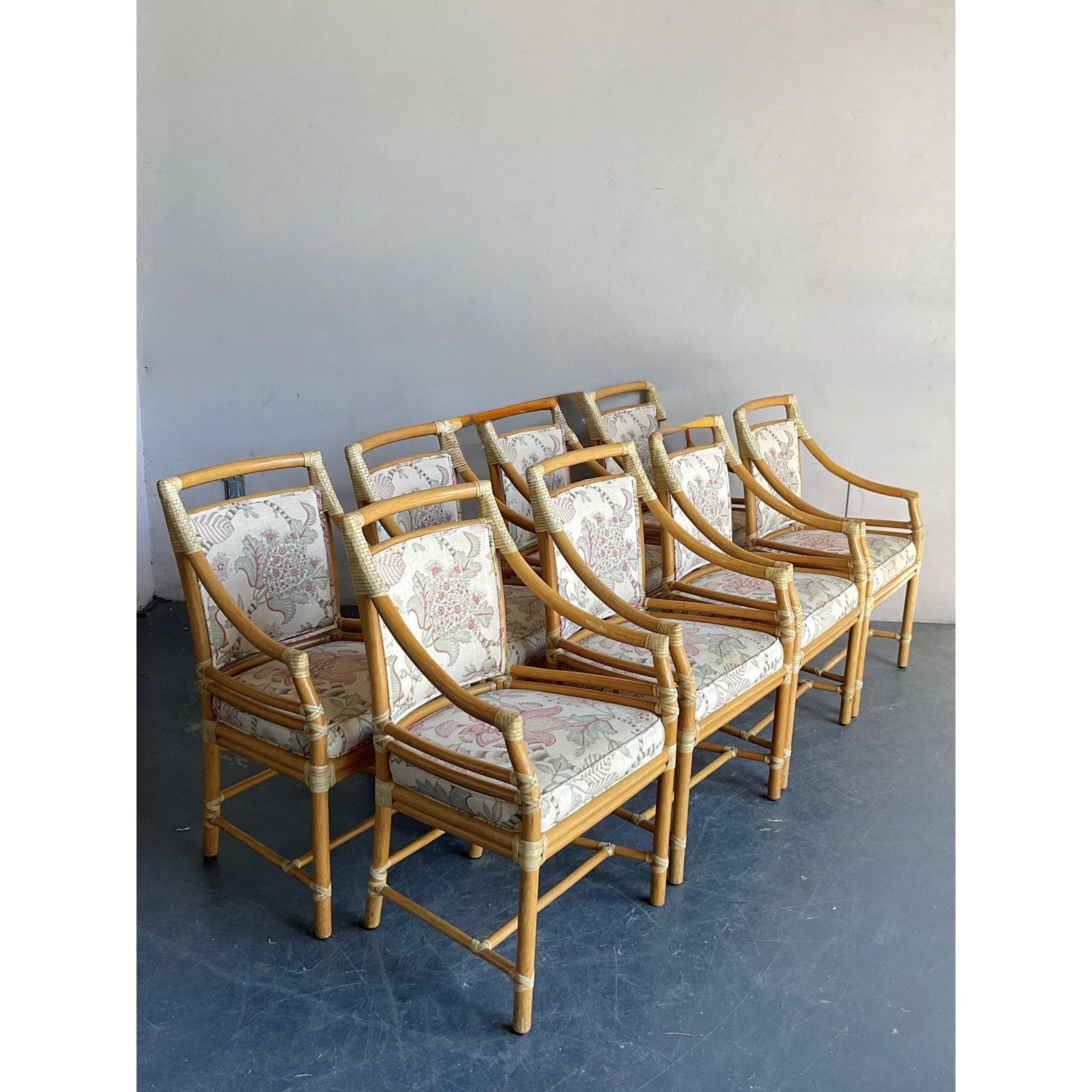 Vintage Boho McGuire Target Back Dining Chairs - Set of 8 For Sale 3