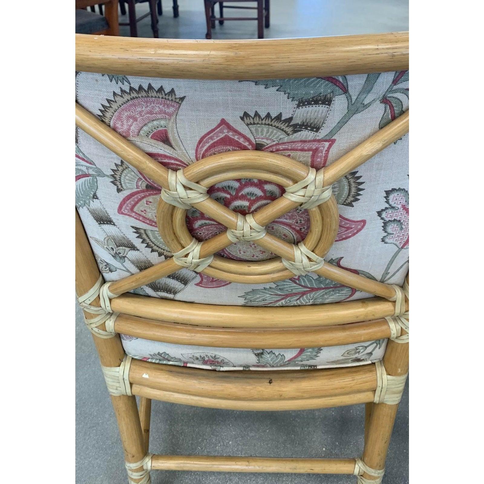 Philippine Vintage Boho McGuire Target Back Dining Chairs - Set of 8 For Sale