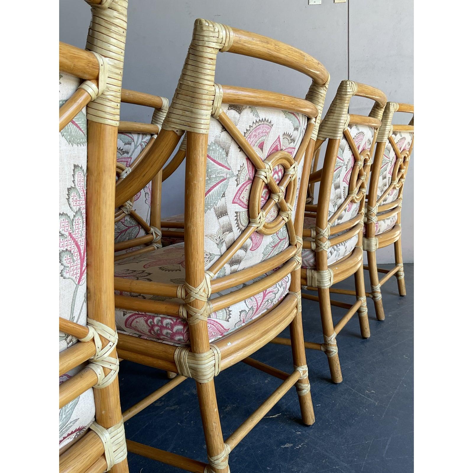 Vintage Boho McGuire Target Back Dining Chairs - Set of 8 For Sale 1
