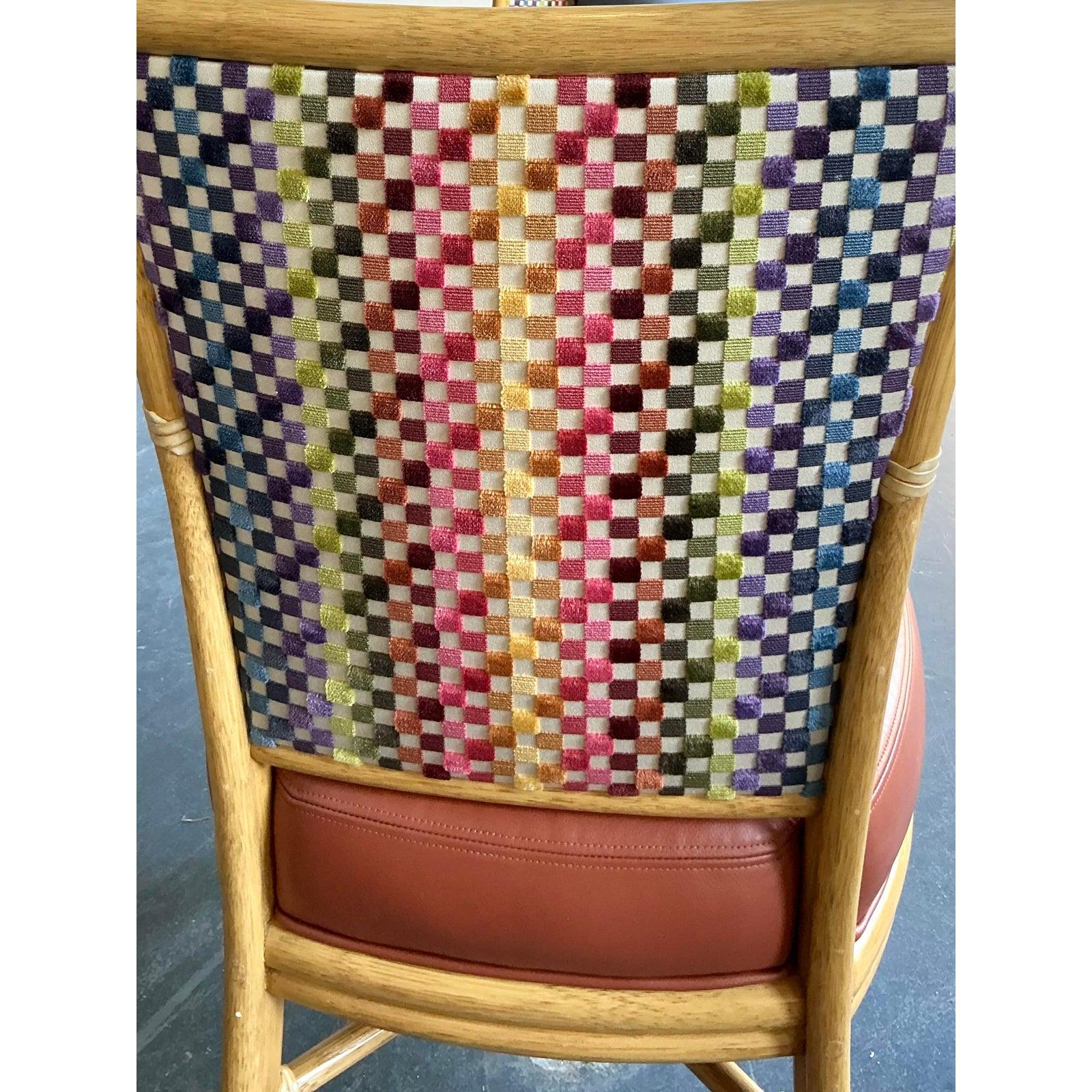 Filippino Sedie da pranzo in pelle vintage Boho McGuire Tufted Kravet - Set di 8 in vendita