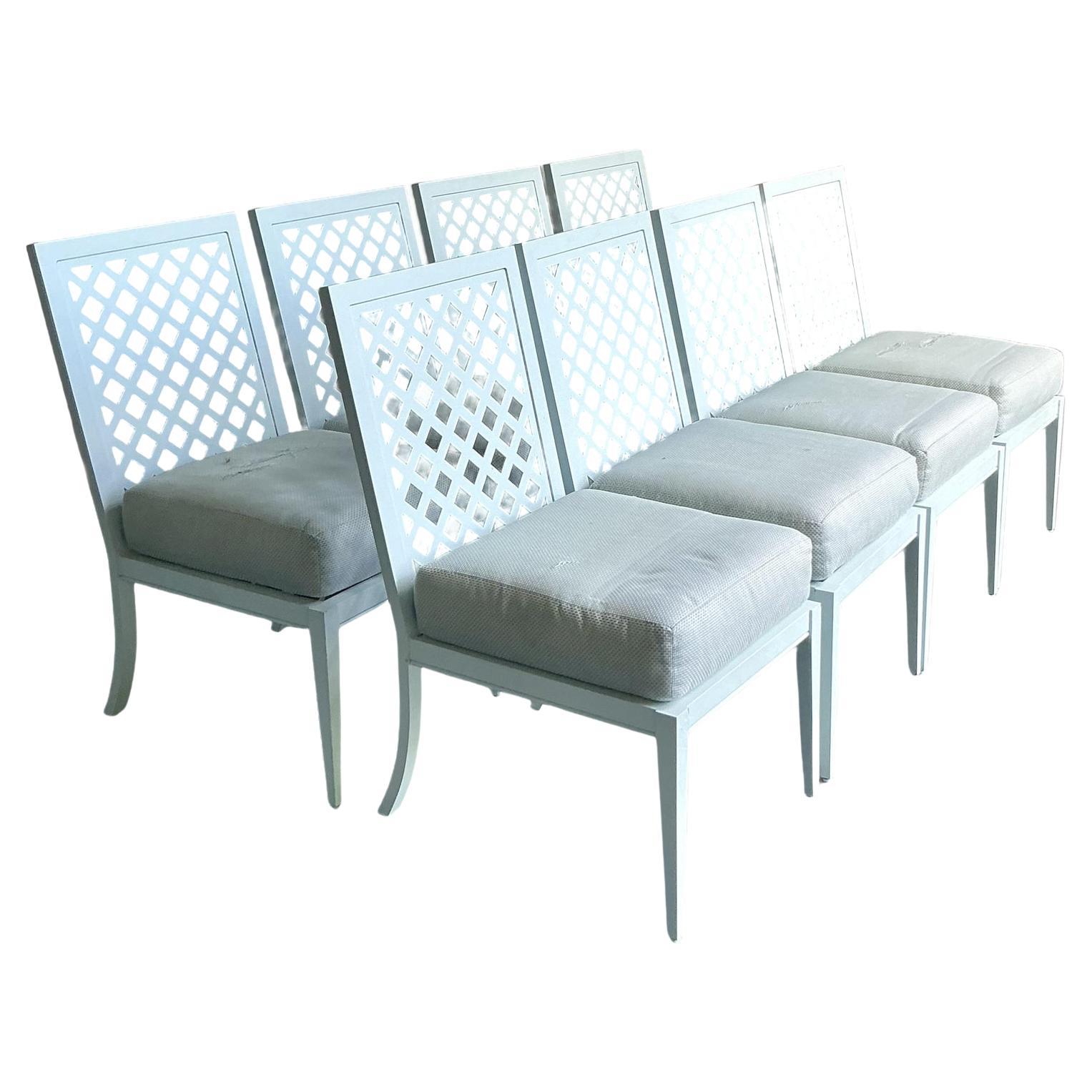 Vintage Boho McKinnon Harris Trellis Cast Aluminum Dining Chairs - Set of 8 For Sale