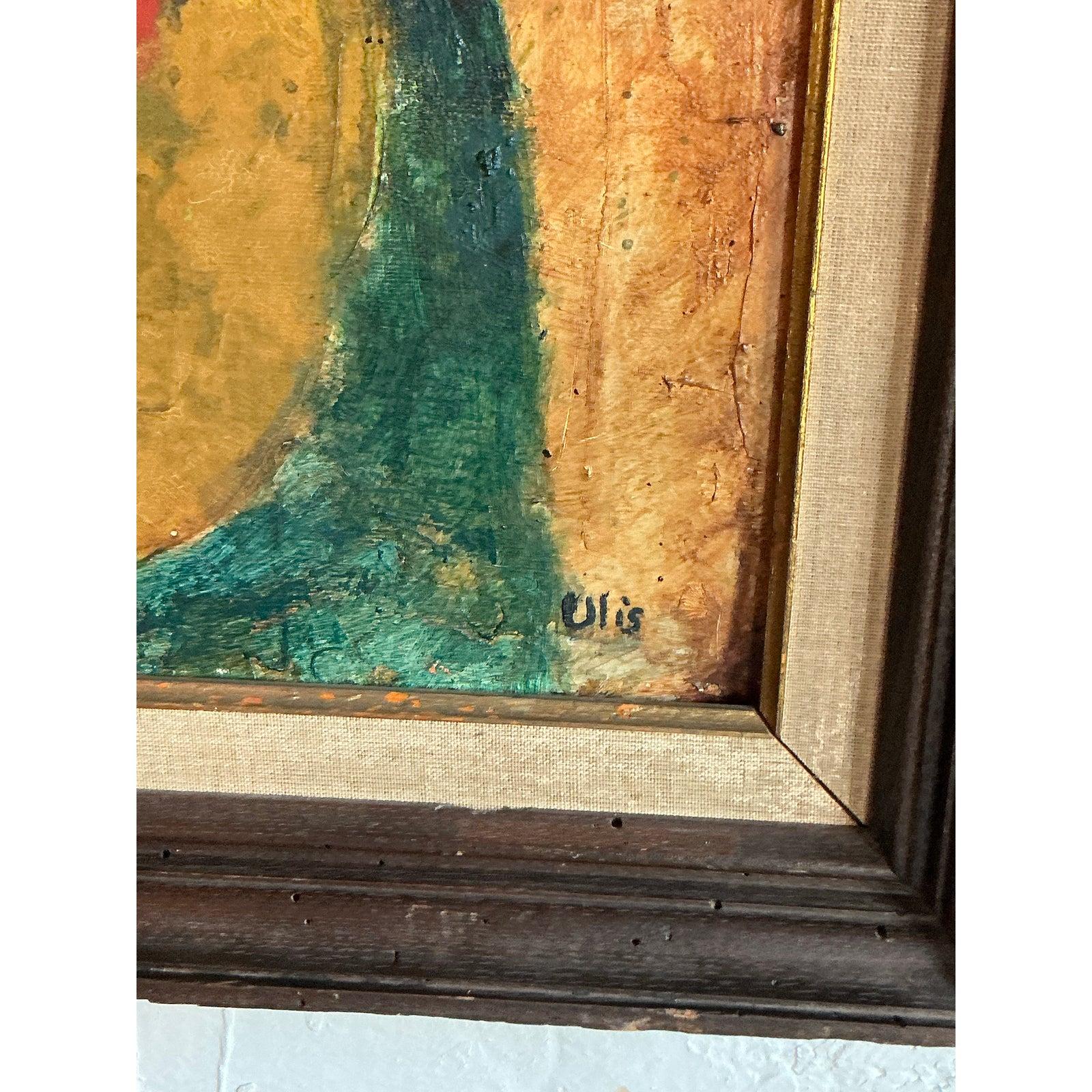 Vintage Boho MCM Original Abstrakt Öl auf Leinwand (20. Jahrhundert) im Angebot