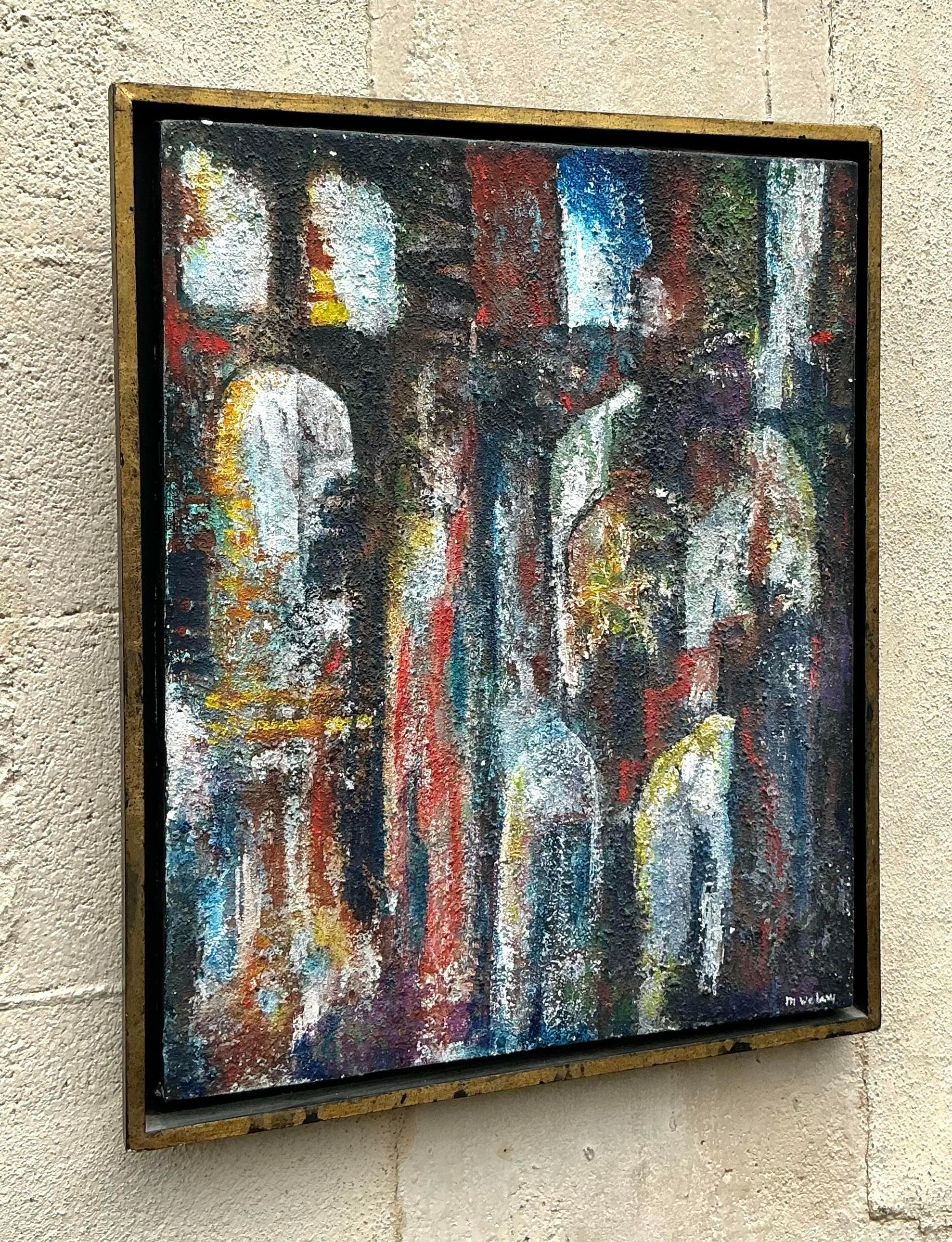 Vintage By MCM Pittura ad olio astratta su tela con texture 1