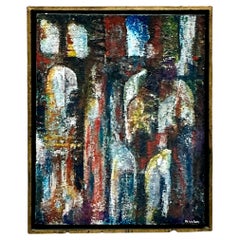 Vintage By MCM Pittura ad olio astratta su tela con texture
