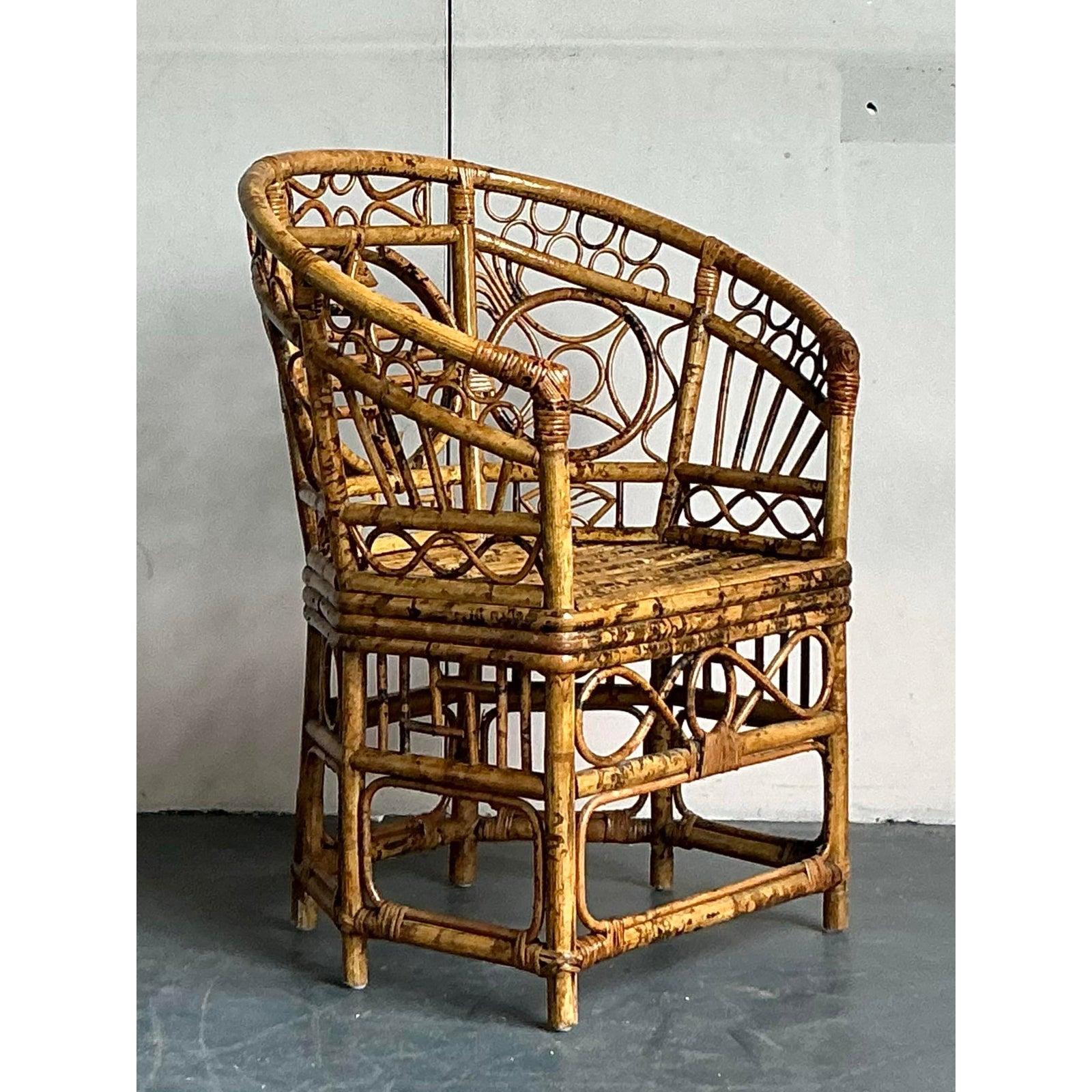 Silla Pavillon Vintage Boho con Respaldo Medallón de Bambú Brighton en venta 1