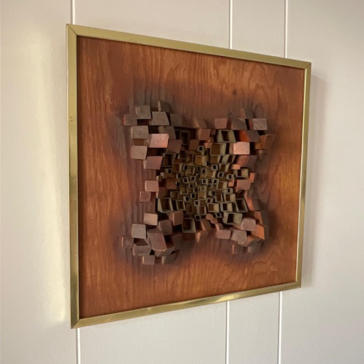 Vintage Boho Metal Cube Wall Sculpture For Sale 2