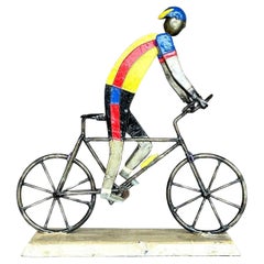 Vintage Boho Metal-Radfahrer-Skulptur aus Metall