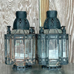 Lanternes marocaines boho en métal - une paire