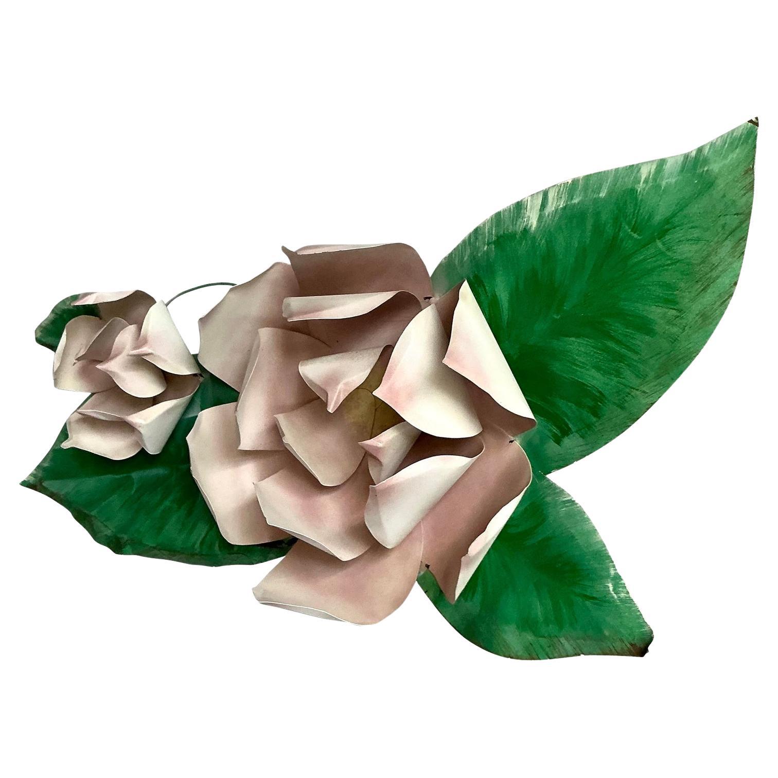 Scultura da parete di rose in metallo Vintage By