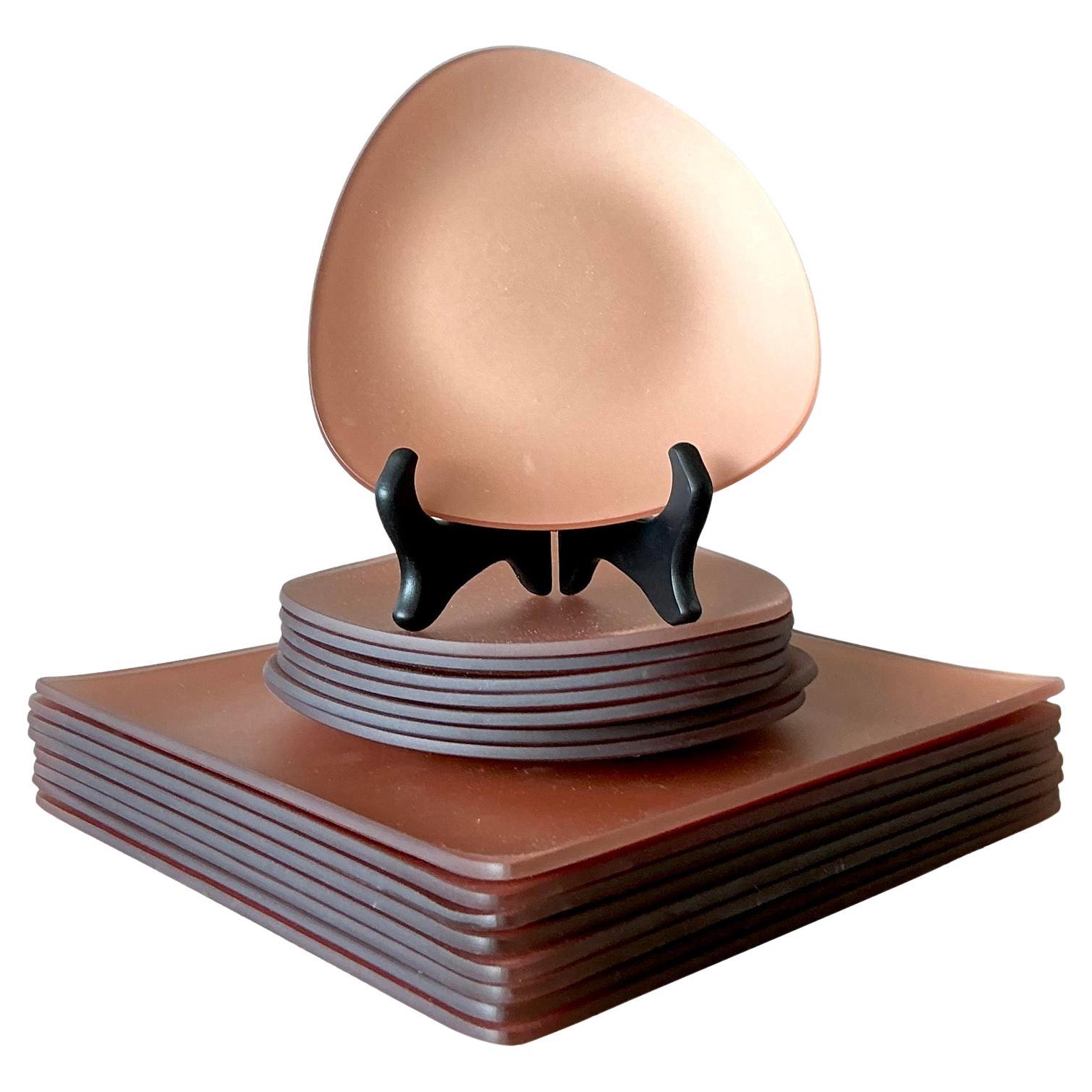 Vaisselle en verre Vintage Boho Métallique - Lot de 16 en vente