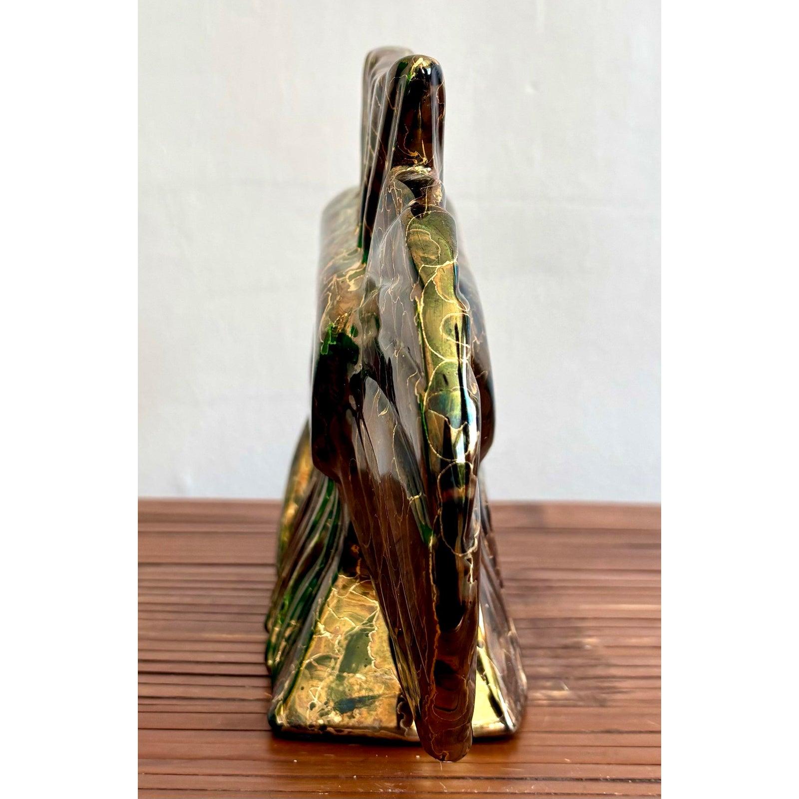 Pesce vintage in ceramica smaltata metallizzata Boho In condizioni buone in vendita a West Palm Beach, FL