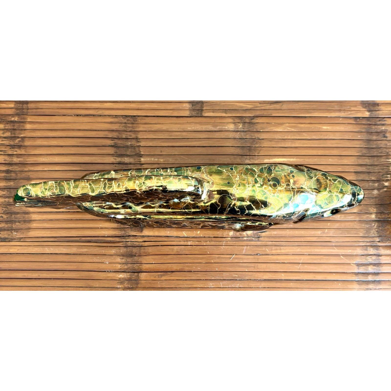 XX secolo Pesce vintage in ceramica smaltata metallizzata Boho in vendita