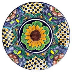 Plato de Cerámica Vintage Boho Mexicano Pintado a Mano